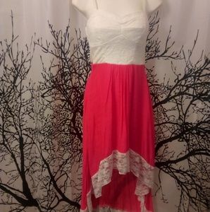 Lily Rose High Low pink & white dress with lace